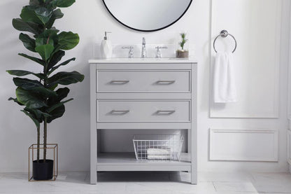 Elegant Furniture & Lighting - Sinclaire 30 inch Single Bathroom Vanity in Grey with Backsplash - VF19030GR-BS veiw 2