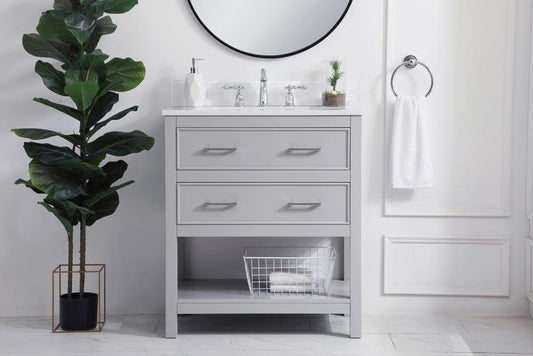 Elegant Furniture & Lighting - Sinclaire 30 inch Single Bathroom Vanity in Grey with Backsplash - VF19030GR-BS veiw 2