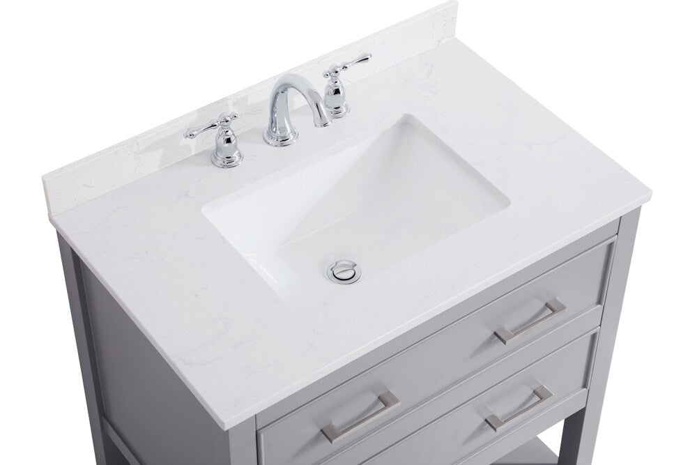 Elegant Furniture & Lighting - Sinclaire 30 inch Single Bathroom Vanity in Grey with Backsplash - VF19030GR-BS veiw 3