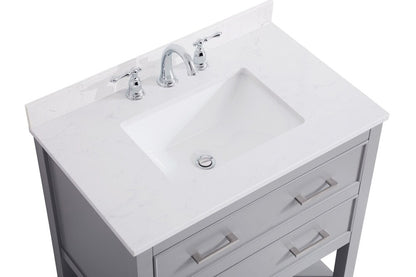 Elegant Furniture & Lighting - Sinclaire 30 inch Single Bathroom Vanity in Grey with Backsplash - VF19030GR-BS veiw 3
