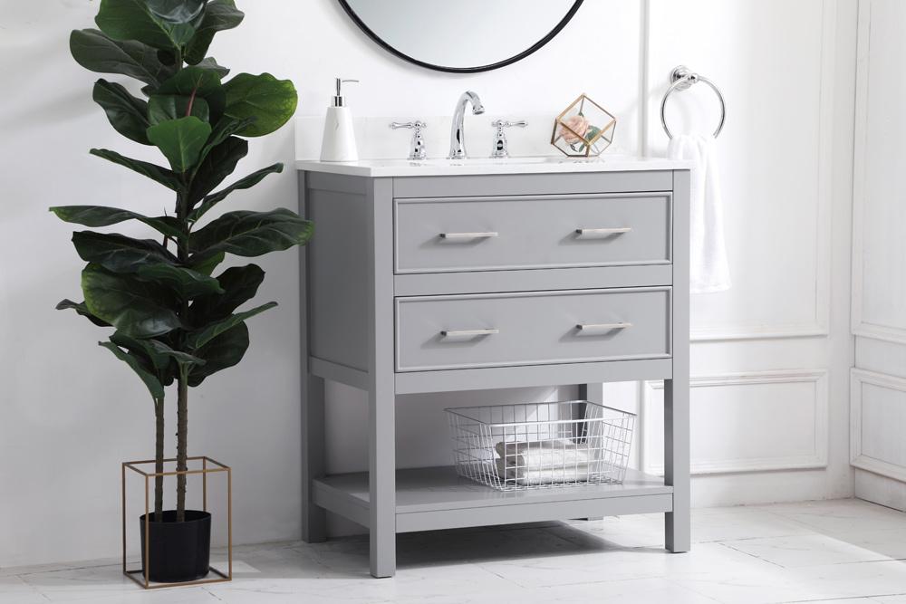 Elegant Furniture & Lighting - Sinclaire 30 inch Single Bathroom Vanity in Grey with Backsplash - VF19030GR-BS veiw 8