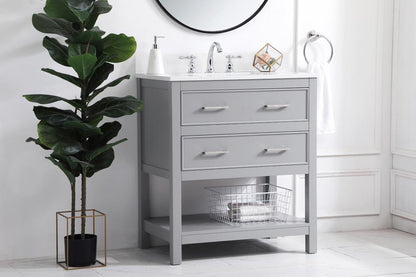 Elegant Furniture & Lighting - Sinclaire 30 inch Single Bathroom Vanity in Grey with Backsplash - VF19030GR-BS veiw 8