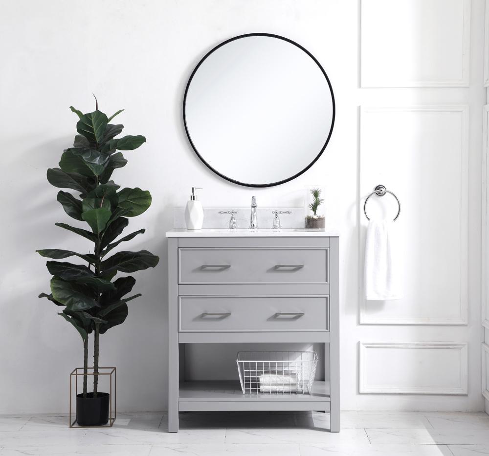 Elegant Furniture & Lighting - Sinclaire 30 inch Single Bathroom Vanity in Grey with Backsplash - VF19030GR-BS veiw 12
