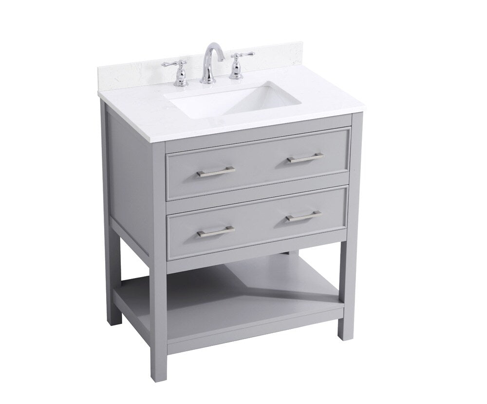 Elegant Furniture & Lighting - Sinclaire 30 inch Single Bathroom Vanity in Grey with Backsplash - VF19030GR-BS veiw 14