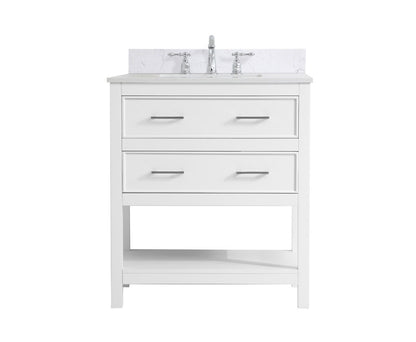 Elegant Furniture & Lighting - Sinclaire 30 inch Single Bathroom Vanity in White with Backsplash - VF19030WH-BS veiw 1
