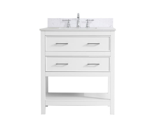 Elegant Furniture & Lighting - Sinclaire 30 inch Single Bathroom Vanity in White with Backsplash - VF19030WH-BS veiw 1