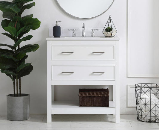 Elegant Furniture & Lighting - Sinclaire 30 inch Single Bathroom Vanity in White with Backsplash - VF19030WH-BS veiw 2