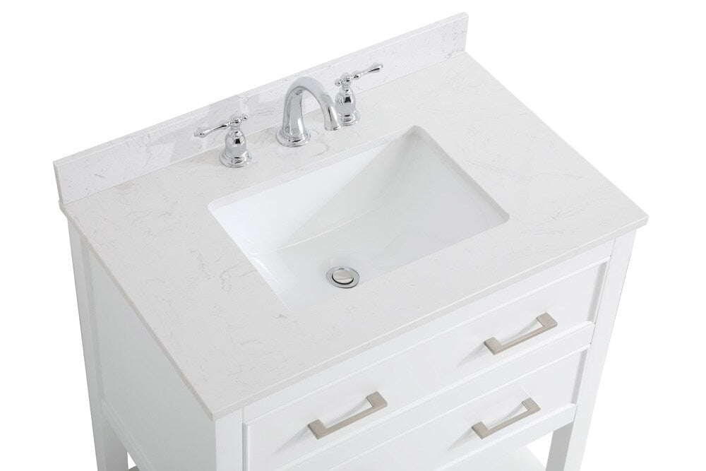 Elegant Furniture & Lighting - Sinclaire 30 inch Single Bathroom Vanity in White with Backsplash - VF19030WH-BS veiw 3
