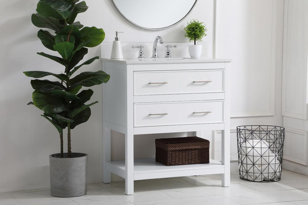 Elegant Furniture & Lighting - Sinclaire 30 inch Single Bathroom Vanity in White with Backsplash - VF19030WH-BS veiw 8