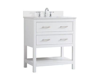 Elegant Furniture & Lighting - Sinclaire 30 inch Single Bathroom Vanity in White with Backsplash - VF19030WH-BS veiw 13