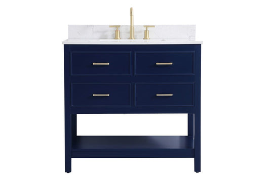 Elegant Furniture & Lighting - Sinclaire 36 inch Single bathroom vanity in blue with backsplash - VF19036BL-BS veiw 1
