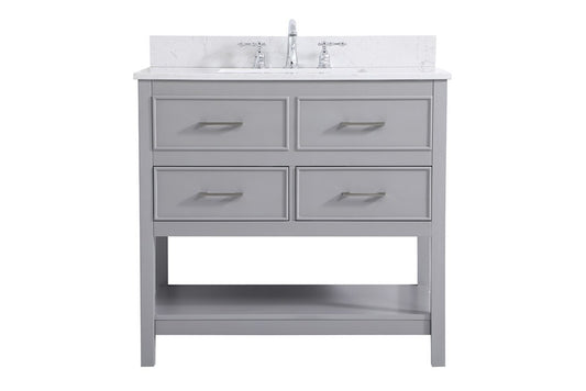Elegant Furniture & Lighting - Sinclaire 36 inch Single bathroom vanity in gray with backsplash - VF19036GR-BS veiw 1