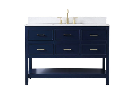Elegant Furniture & Lighting - Sinclaire 48 inch Single bathroom vanity in blue with backsplash - VF19048BL-BS veiw 1