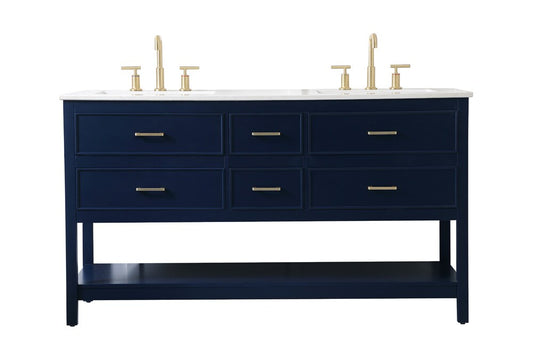 Elegant Furniture & Lighting - Sinclaire 60 inch double bathroom vanity in blue - VF19060DBL veiw 1