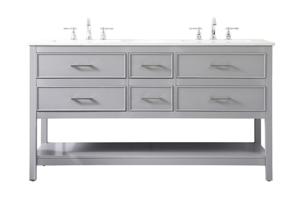 Elegant Furniture & Lighting - Sinclaire 60 inch double bathroom vanity in gray - VF19060DGR veiw 1