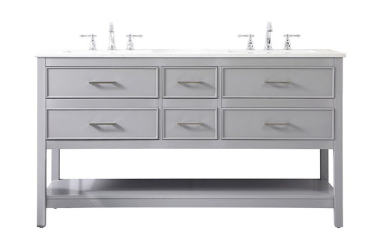 Elegant Furniture & Lighting - Sinclaire 60 inch double bathroom vanity in gray - VF19060DGR veiw 1