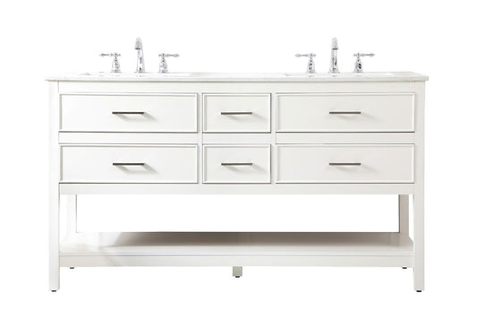 Elegant Furniture & Lighting - Sinclaire 60 inch double bathroom vanity in white - VF19060DWH veiw 1
