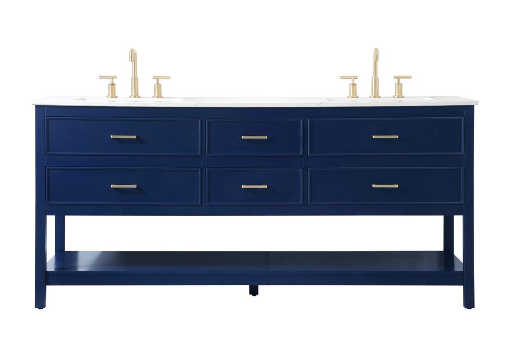 Elegant Furniture & Lighting - Sinclaire 72 inch double bathroom vanity in blue - VF19072DBL veiw 1