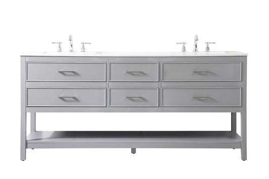 Elegant Furniture & Lighting - Sinclaire 72 inch double bathroom vanity in gray - VF19072DGR veiw 1