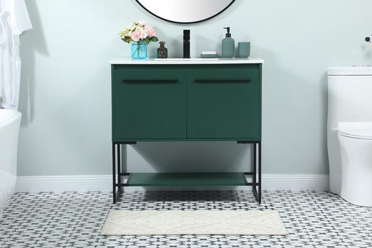 Elegant Furniture & Lighting - Sloane 36 inch Single bathroom vanity in green - VF42536MGN veiw 2