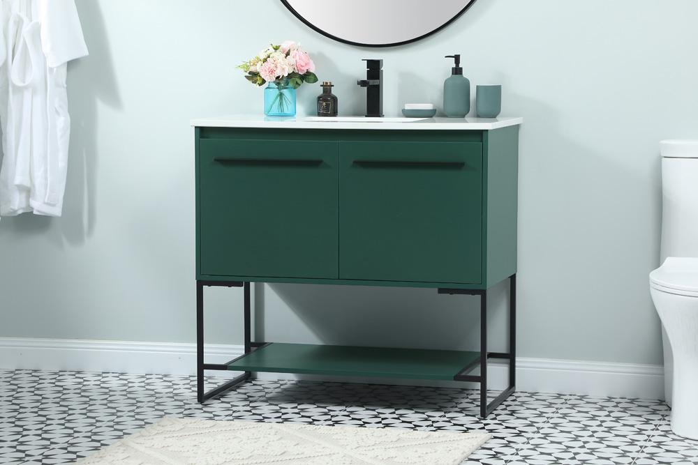Elegant Furniture & Lighting - Sloane 36 inch Single bathroom vanity in green - VF42536MGN veiw 3