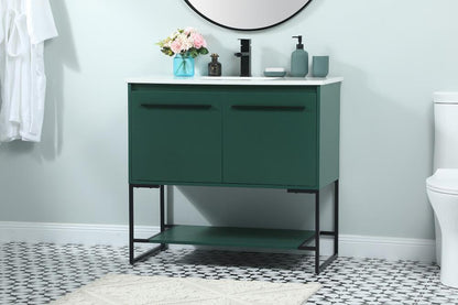 Elegant Furniture & Lighting - Sloane 36 inch Single bathroom vanity in green - VF42536MGN veiw 3
