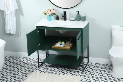 Elegant Furniture & Lighting - Sloane 36 inch Single bathroom vanity in green - VF42536MGN veiw 4