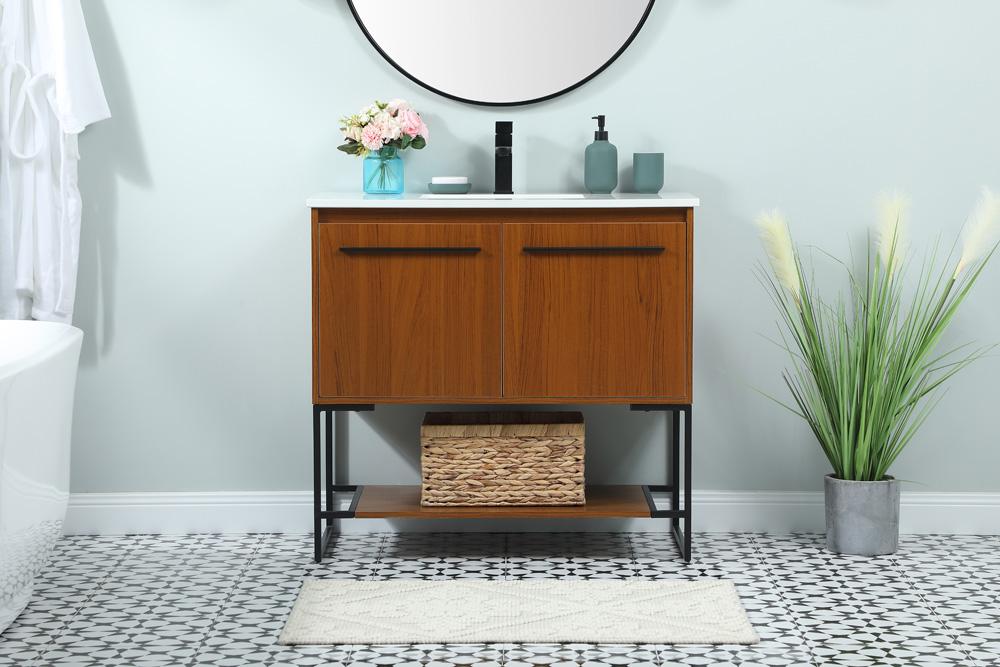 Elegant Furniture & Lighting - Sloane 36 inch Single bathroom vanity in teak - VF42536MTK veiw 2