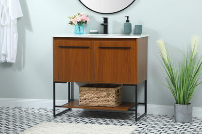 Elegant Furniture & Lighting - Sloane 36 inch Single bathroom vanity in teak - VF42536MTK veiw 3