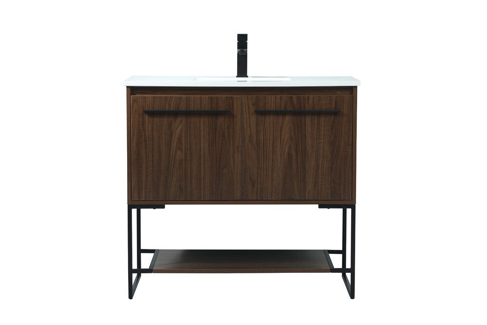 Elegant Furniture & Lighting - Sloane 36 inch Single bathroom vanity in walnut - VF42536MWT veiw 1