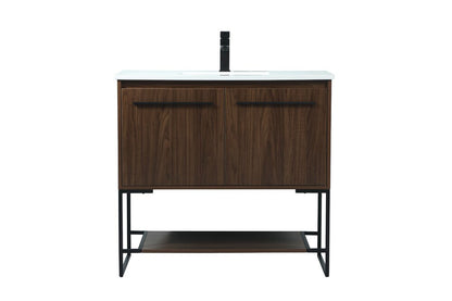 Elegant Furniture & Lighting - Sloane 36 inch Single bathroom vanity in walnut - VF42536MWT veiw 1
