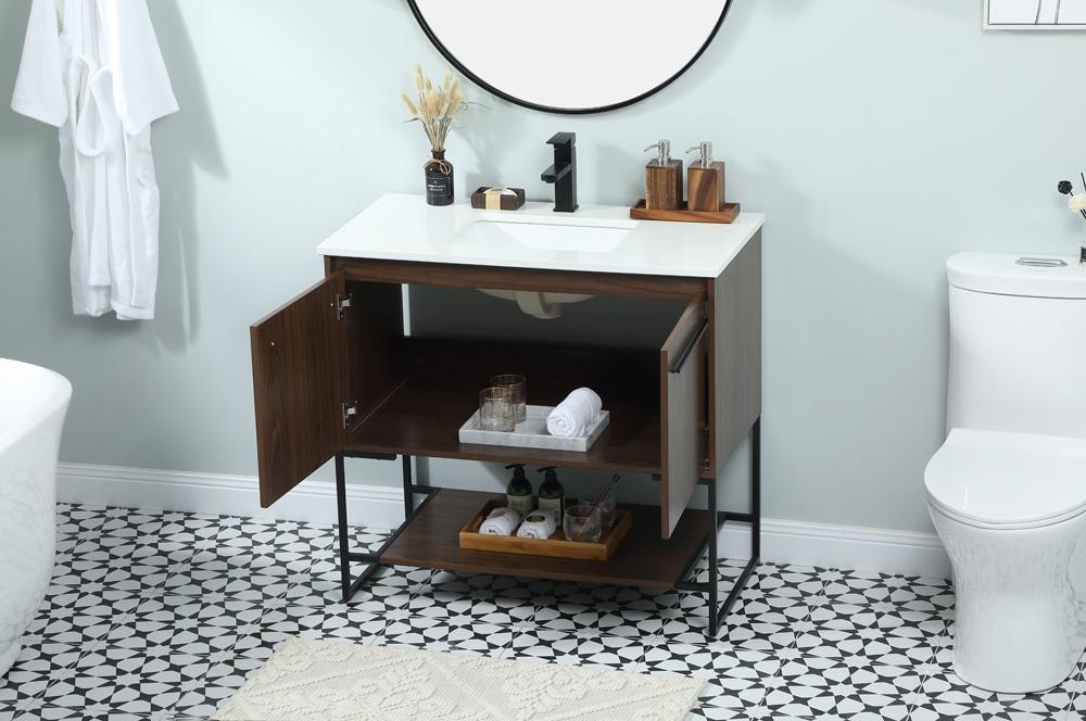 Elegant Furniture & Lighting - Sloane 36 inch Single bathroom vanity in walnut - VF42536MWT veiw 4