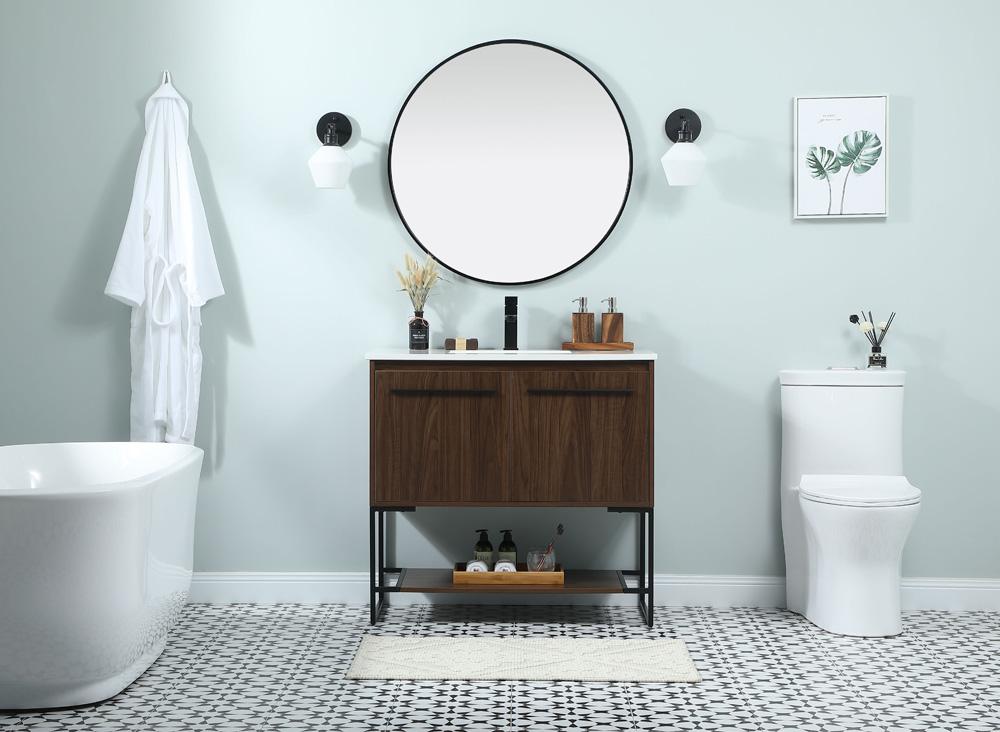 Elegant Furniture & Lighting - Sloane 36 inch Single bathroom vanity in walnut - VF42536MWT veiw 5