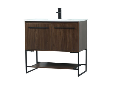Elegant Furniture & Lighting - Sloane 36 inch Single bathroom vanity in walnut - VF42536MWT veiw 8