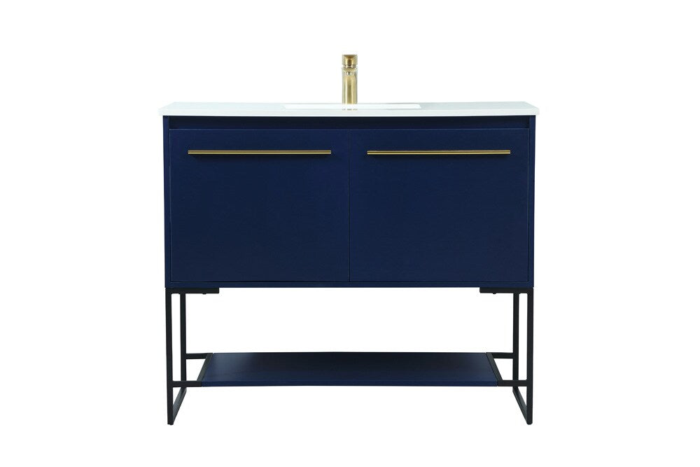 Elegant Furniture & Lighting - Sloane 40 inch Single bathroom vanity in blue - VF42540MBL veiw 1