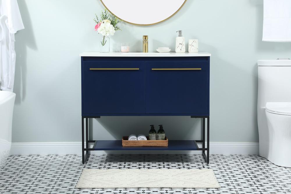 Elegant Furniture & Lighting - Sloane 40 inch Single bathroom vanity in blue - VF42540MBL veiw 2