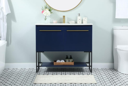 Elegant Furniture & Lighting - Sloane 40 inch Single bathroom vanity in blue - VF42540MBL veiw 2