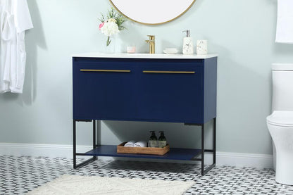 Elegant Furniture & Lighting - Sloane 40 inch Single bathroom vanity in blue - VF42540MBL veiw 3