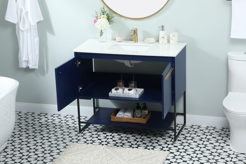 Elegant Furniture & Lighting - Sloane 40 inch Single bathroom vanity in blue - VF42540MBL veiw 4