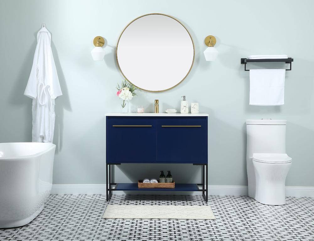 Elegant Furniture & Lighting - Sloane 40 inch Single bathroom vanity in blue - VF42540MBL veiw 5