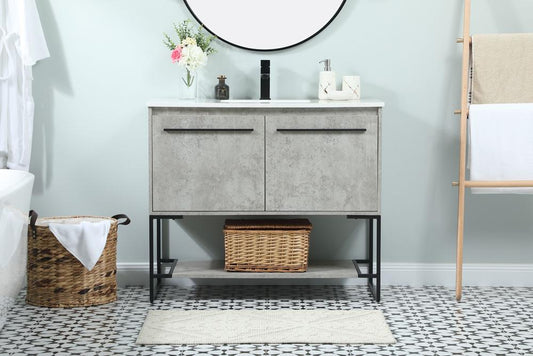 Elegant Furniture & Lighting - Sloane 40 inch Single bathroom vanity in concrete grey - VF42540MCG veiw 2