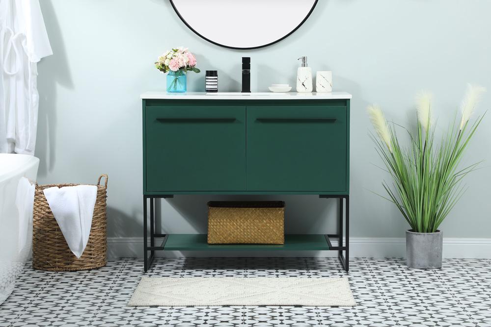 Elegant Furniture & Lighting - Sloane 40 inch Single bathroom vanity in green - VF42540MGN veiw 2
