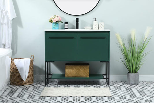 Elegant Furniture & Lighting - Sloane 40 inch Single bathroom vanity in green - VF42540MGN veiw 2