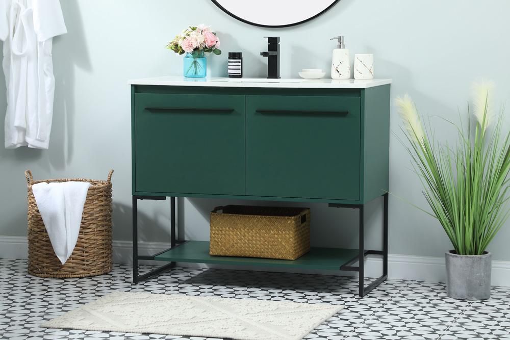Elegant Furniture & Lighting - Sloane 40 inch Single bathroom vanity in green - VF42540MGN veiw 3