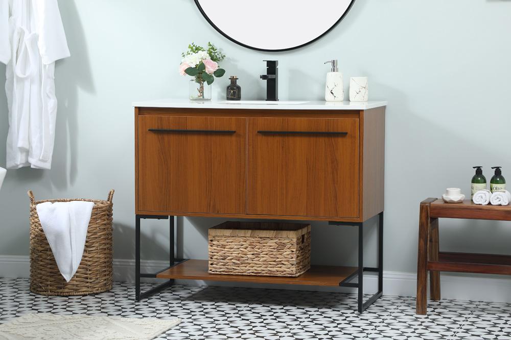 Elegant Furniture & Lighting - Sloane 40 inch Single bathroom vanity in teak - VF42540MTK veiw 3