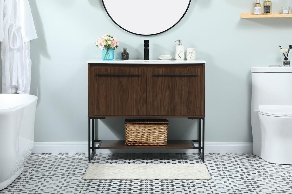 Elegant Furniture & Lighting - Sloane 40 inch Single bathroom vanity in walnut - VF42540MWT veiw 2