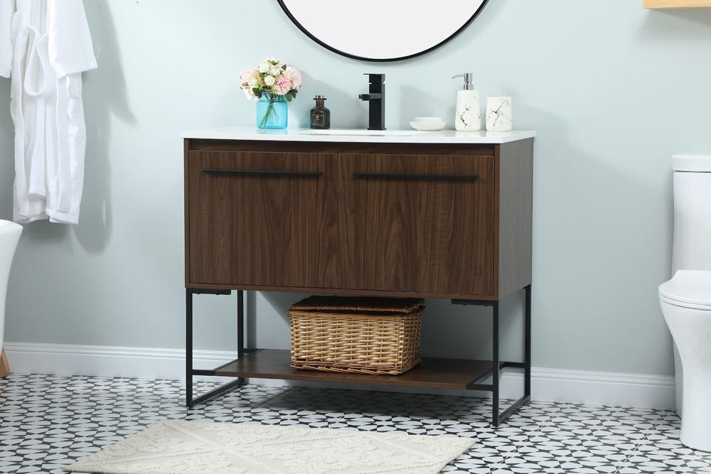 Elegant Furniture & Lighting - Sloane 40 inch Single bathroom vanity in walnut - VF42540MWT veiw 3