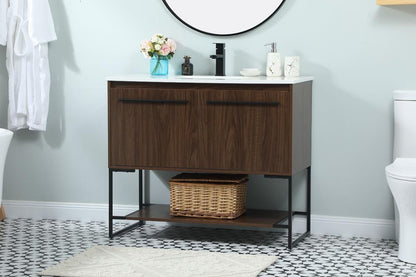Elegant Furniture & Lighting - Sloane 40 inch Single bathroom vanity in walnut - VF42540MWT veiw 3
