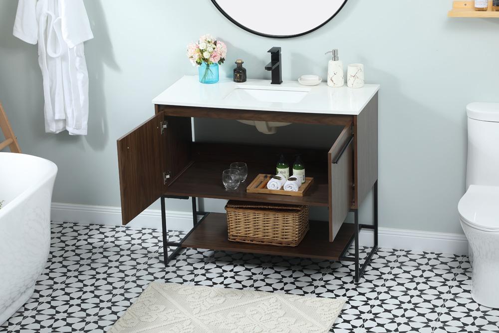 Elegant Furniture & Lighting - Sloane 40 inch Single bathroom vanity in walnut - VF42540MWT veiw 4
