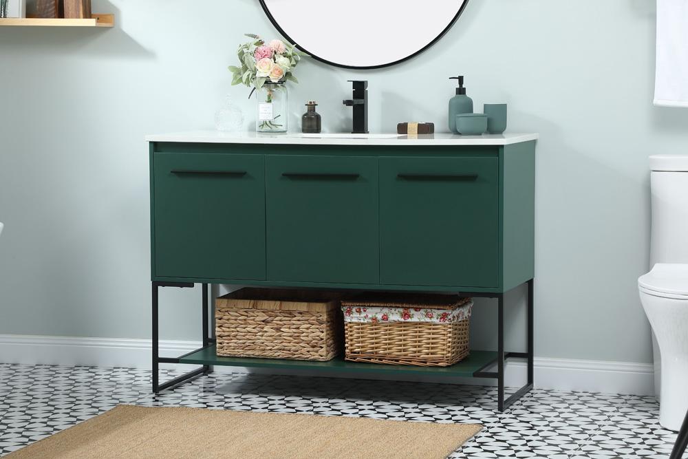 Elegant Furniture & Lighting - Sloane 48 inch Single bathroom vanity in green - VF42548MGN veiw 3